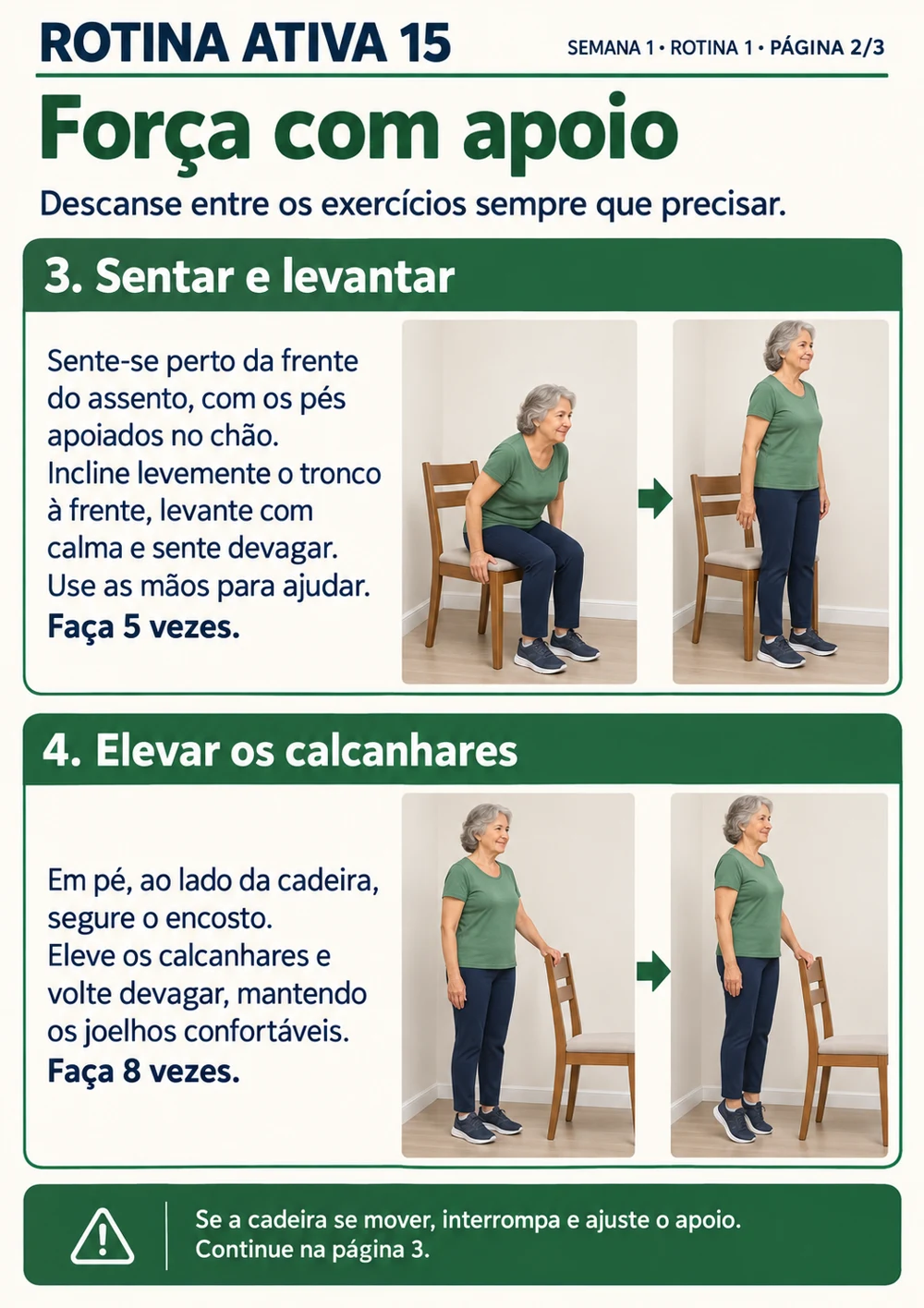 Rotina Ativa 15 — página 9 do material: exercícios e sequências com apoio da cadeira