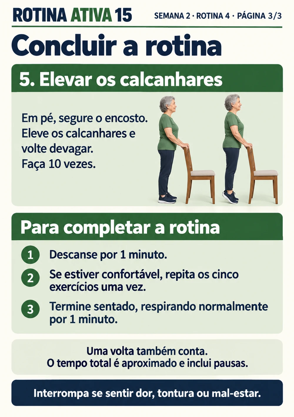 Rotina Ativa 15 — página 19 do material: exercícios e sequências com apoio da cadeira