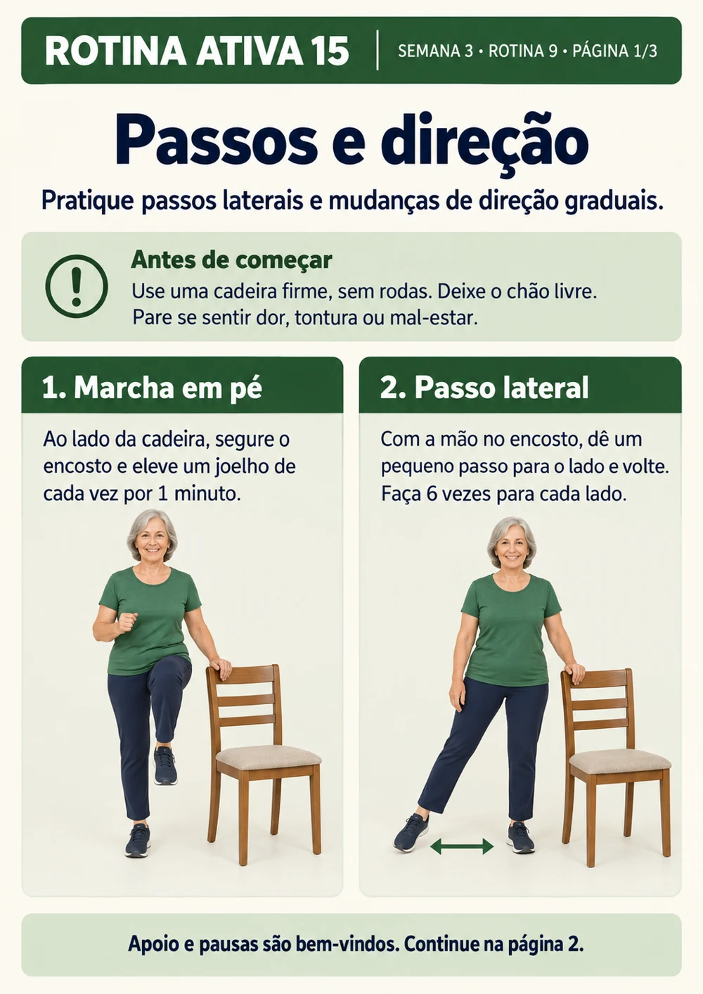 Rotina Ativa 15 — página 32 do material: exercícios e sequências com apoio da cadeira