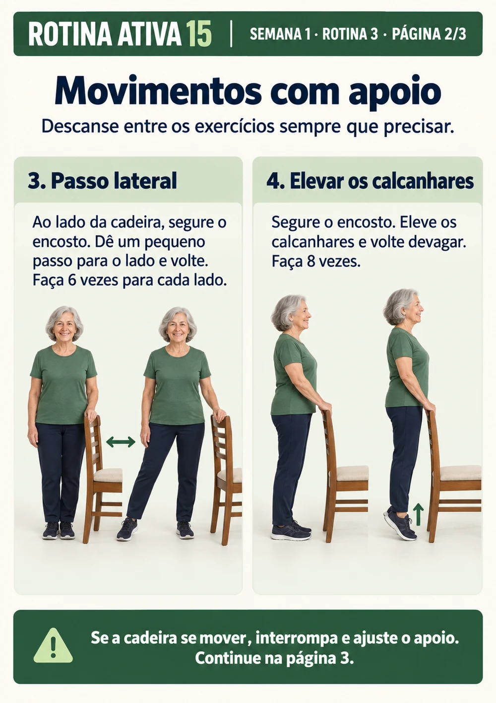 Rotina Ativa 15 — página 15 do material: exercícios e sequências com apoio da cadeira