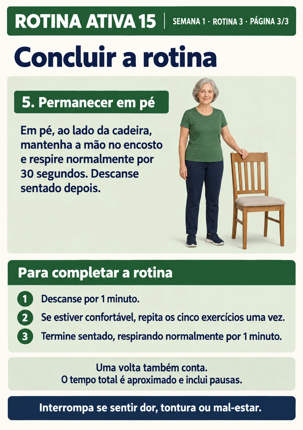 Rotina Ativa 15 — página 16 do material: exercícios e sequências com apoio da cadeira