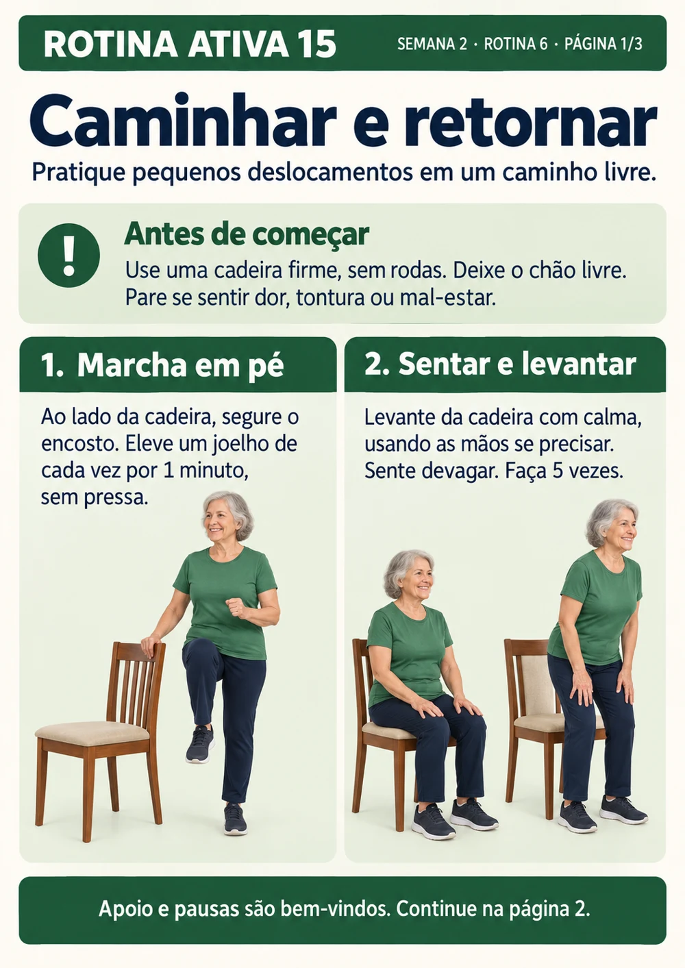 Rotina Ativa 15 — página 23 do material: exercícios e sequências com apoio da cadeira