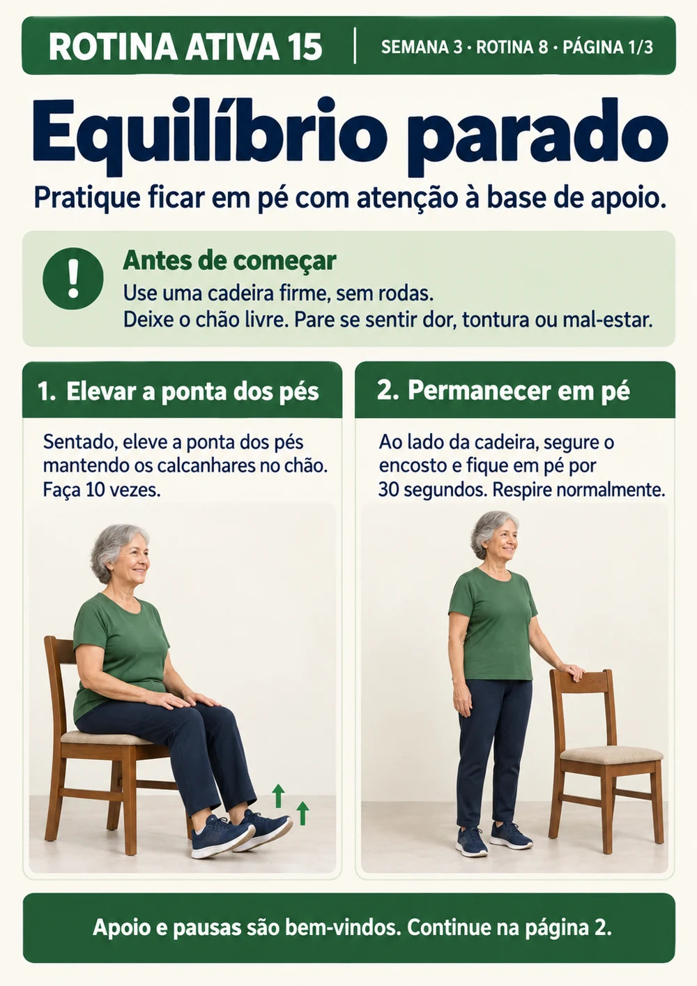 Rotina Ativa 15 — página 29 do material: exercícios e sequências com apoio da cadeira