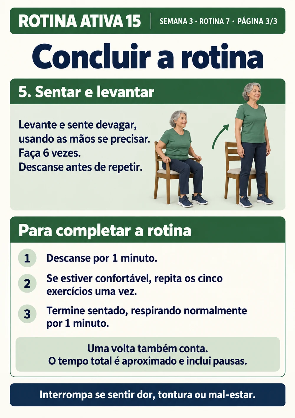 Rotina Ativa 15 — página 28 do material: exercícios e sequências com apoio da cadeira