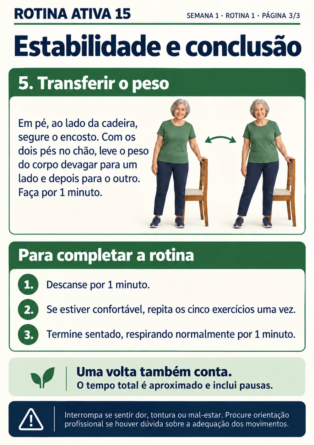 Rotina Ativa 15 — página 10 do material: exercícios e sequências com apoio da cadeira